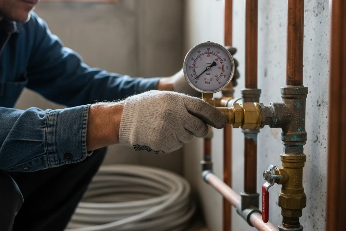 Pressure testing a repaired line during Water Line Repair in Gilmanton